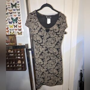 Vintage 90s Gothic Academia Paisley Dress